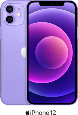 Purple Apple iPhone 12 5G 64GB - 150GB Data, £30.00 Upfront