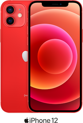 Red Apple iPhone 12 5G 64GB - 300GB Data, £50.00 Upfront
