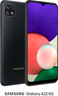 Grey Samsung Galaxy A22 5G 64GB - Unlimited Data, £20.00 Upfront