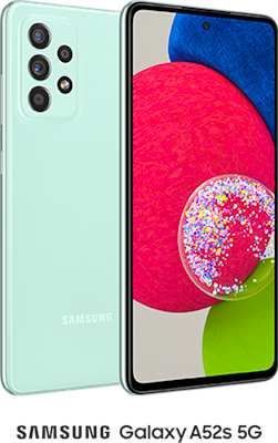 Green Samsung Galaxy A52s 5G 128GB - 150GB Data, £85.00 Upfront