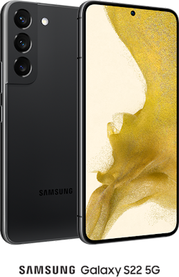 Black Samsung Galaxy S22 5G 256GB - 15GB Data, £65.00 Upfront