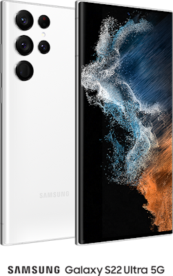 White Samsung Galaxy S22 Ultra 5G 128GB - 150GB Data, £60.00 Upfront