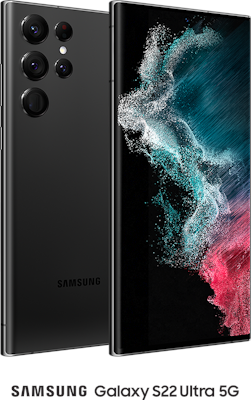 Black Samsung Galaxy S22 Ultra 5G 256GB - 150GB Data, £65.00 Upfront