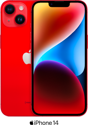 Red Apple iPhone 14 5G Dual SIM 128GB - 2GB Data, £30.00 Upfront