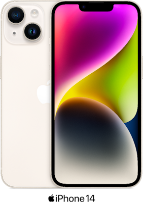 Silver Apple iPhone 14 5G Dual SIM 128GB - 150GB Data, £30.00 Upfront