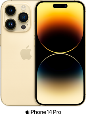Gold Apple iPhone 14 Pro 5G Dual SIM 128GB - 150GB Data, £55.00 Upfront