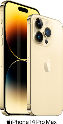 Gold Apple iPhone 14 Pro Max 5G Dual SIM 128GB - Unlimited Data, £65.00 Upfront