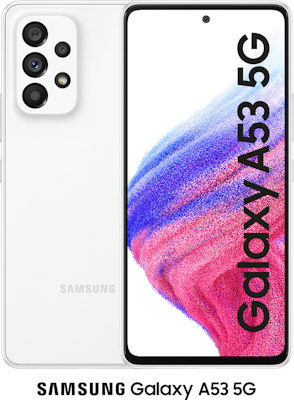 White Samsung Galaxy A53 5G 128GB - 5GB Data, £40.00 Upfront