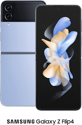 Blue Samsung Galaxy Z Flip4 5G 128GB - 300GB Data, £55.00 Upfront