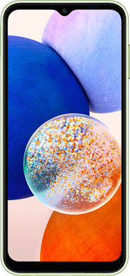 Silver Samsung Galaxy A14 64GB - Unlimited Data, £65.00 Upfront
