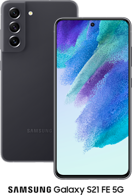 Grey Samsung Galaxy S21 FE 5G 2022 128GB - 150GB Data, £45.00 Upfront