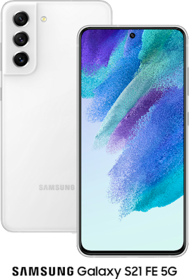 White Samsung Galaxy S21 FE 5G 2022 128GB - 150GB Data, £90.00 Upfront