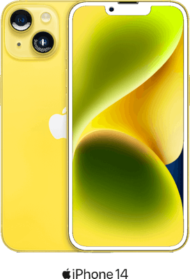 Yellow Apple iPhone 14 5G Dual SIM 128GB - 150GB Data, £75.00 Upfront