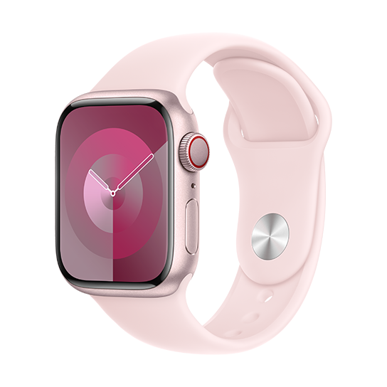 Apple Watch Series 9 41mm (GPS + Cellular) Pink Aluminium Case with Light Pink Sport Band - M/L at Â£1 on Refresh Flex - Smartwatch Unlimited (48 Month contract) with Unlimited 4G data. Â£17.77 a month.