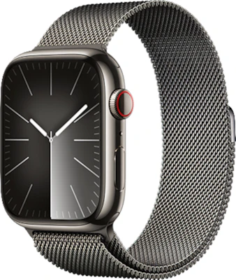 Apple Watch Series 9 45mm (GPS + Cellular) Graphite Stainless Steel Case with Graphite Milanese Loop at £1 on Refresh Flex - Smartwatch Unlimited (24 Month contract) with Unlimited 4G data. £40.25 a month.