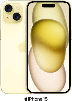 Yellow Apple iPhone 15 5G Dual SIM 128GB - 300GB Data, £85.00 Upfront
