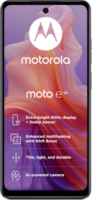 Motorola Moto E14 Dual Sim 64gb Pastel Purple At £0 On Red 24 Month Contract With Unlimited Mins Texts 200gb Of 5g Data £17 A Month Motorola Moto E14 Dual Sim 64gb Pastel Purple At £0 On Red 24 Month Contract With Unlimited Mins Texts 200gb Of 5g Data £17 A Month