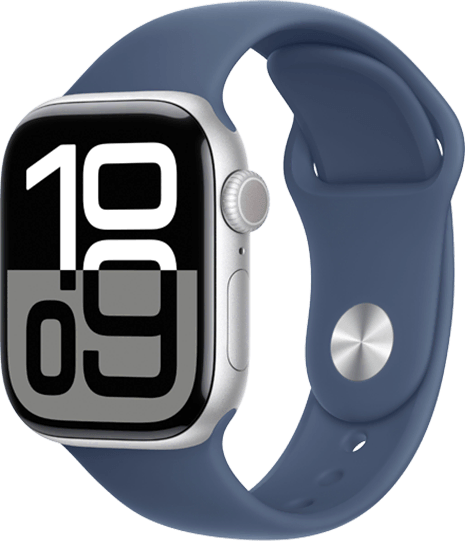 Apple Watch Series 10 42mm (GPS + Cellular) Silver / Denim Sport Band - S/M at Â£1 on Refresh Flex - Smartwatch Unlimited (12 Month contract) with Unlimited 4G data. Â£33 a month.