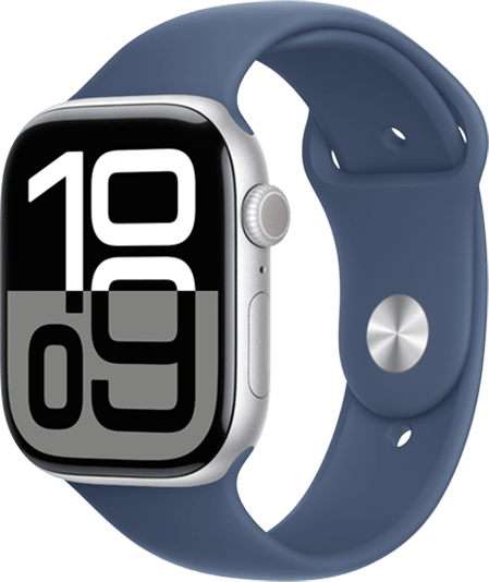 Apple Watch Series 10 46mm (GPS + Cellular) Silver / Denim Sport Band - M/L at Â£1 on Refresh Flex - Smartwatch Unlimited (12 Month contract) with Unlimited 4G data. Â£35 a month.