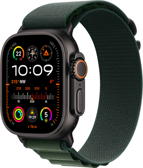 Apple Watch Ultra 2 49mm (GPS + Cellular) Titanium with Dark Green Alpine Loop Medium at Â£1 on Refresh Flex - Smartwatch Unlimited (12 Month contract) with Unlimited 4G data. Â£48.42 a month.