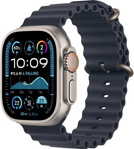 Apple Watch Ultra 2 49mm (GPS + Cellular) Titanium with Navy Ocean Band at Â£1 on Refresh Flex - Smartwatch Unlimited (48 Month contract) with Unlimited 4G data. Â£12.85 a month.