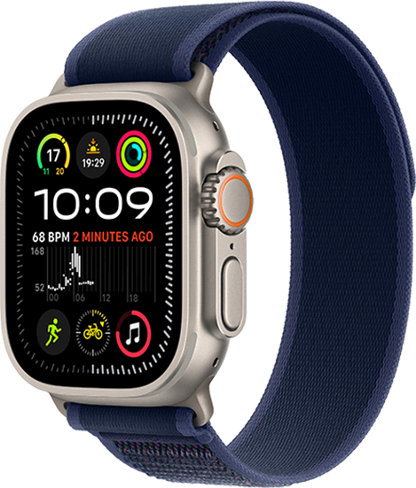 Apple Watch Ultra 2 49mm (GPS + Cellular) Titanium with Blue Trail Loop - M/L at Â£1 on Refresh Flex - Smartwatch Unlimited (12 Month contract) with Unlimited 4G data. Â£69.50 a month.