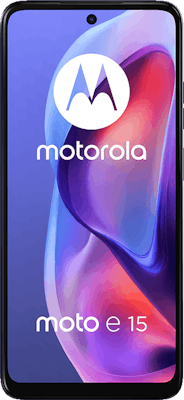Motorola Moto E15 Dual SIM (64GB Denim Blue) at £69 on Pay Monthly 25GB (18 Month contract) with Unlimited mins & texts; 25GB of 5G data. £10 a month. Motorola Moto E15 Dual SIM (64GB Denim Blue) at £69 on Pay Monthly 25GB (18 Month contract) with Unlimited mins & texts; 25GB of 5G data. £10 a month.