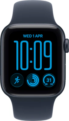 Apple Watch Series SE 3 44mm (GPS+Cellular) Midnight Aluminium Case with Navy Blue Sport Band - M/L at £1 on Refresh Flex - Smartwatch Unlimited (12 Month contract) with Unlimited 4G data. £34 a month.