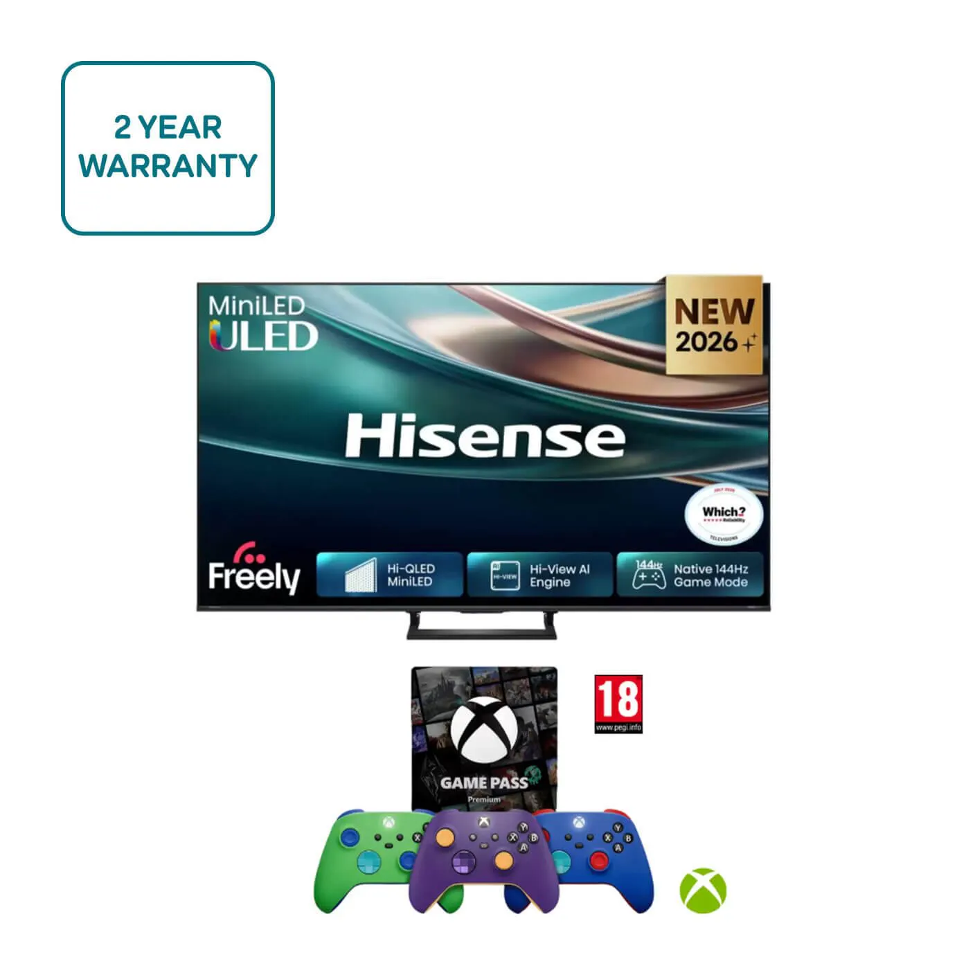 Hisense Q8S 65" 4K Ultra HD MiniLED Smart Freely TV [2026] 65Q8STUK Grey - Image 3