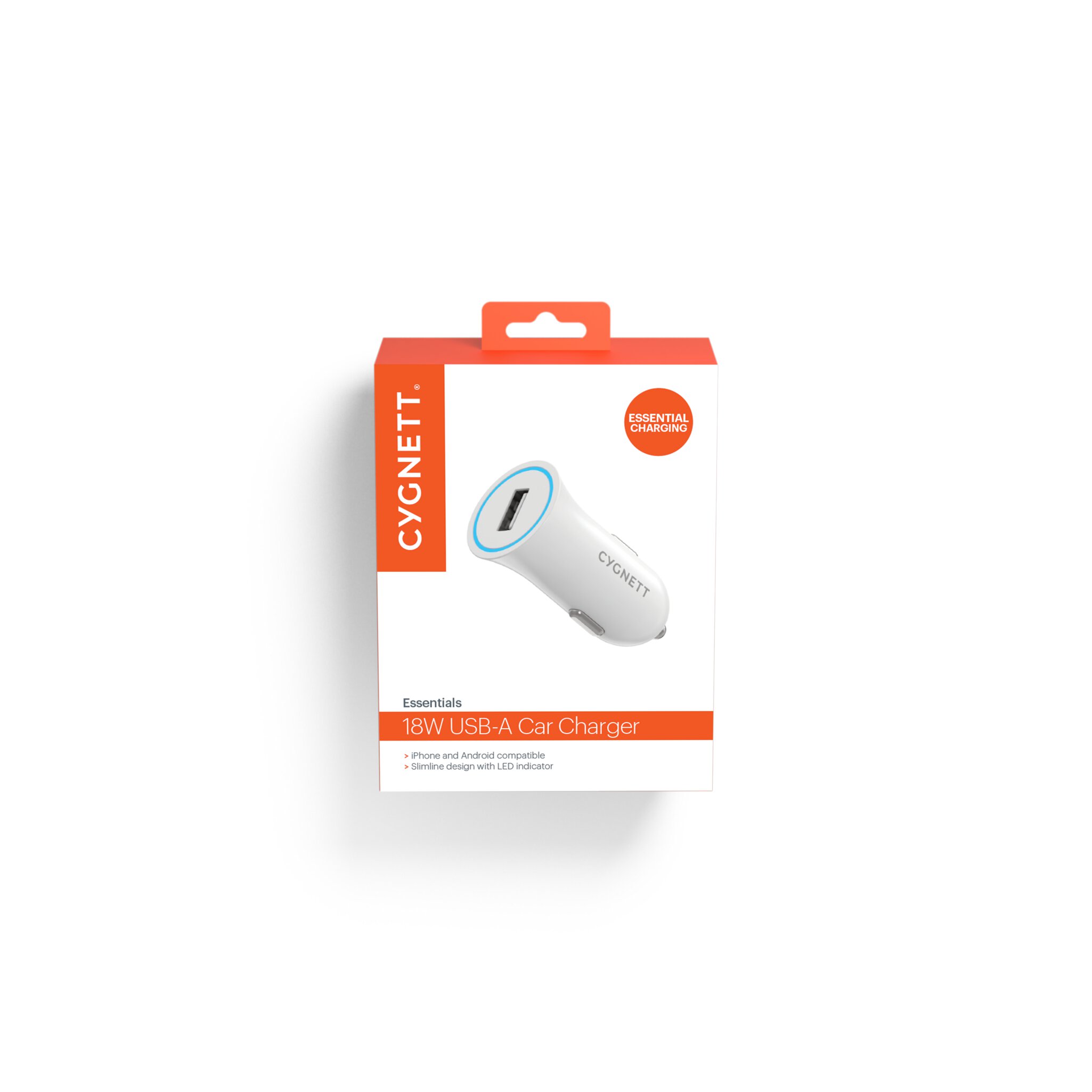 Cygnett Essential 18W Usb-A Car Charger  White