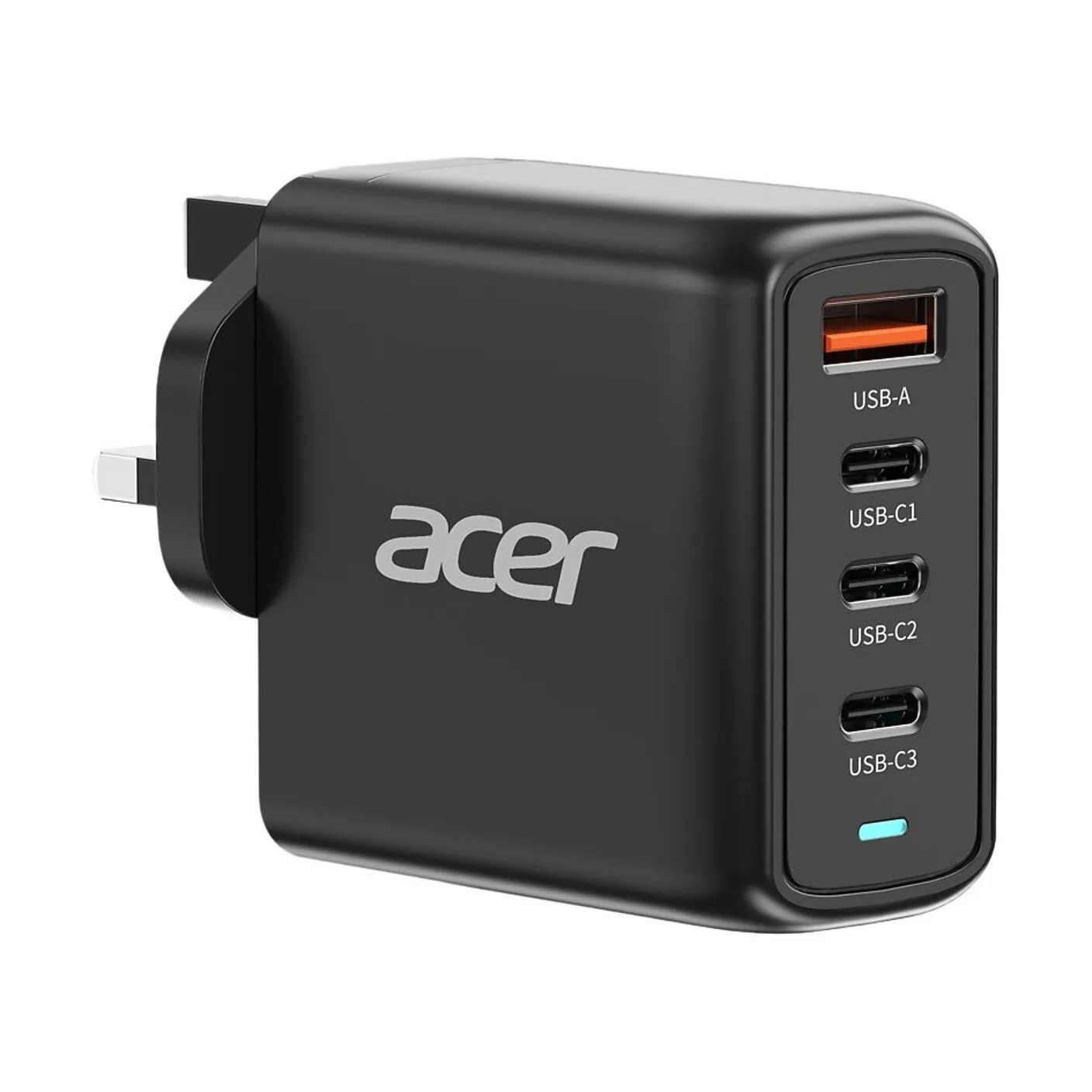 UK Wall Plug Charger PD 100W 3x USB-C 1x USB-A Acer Buy Now Black