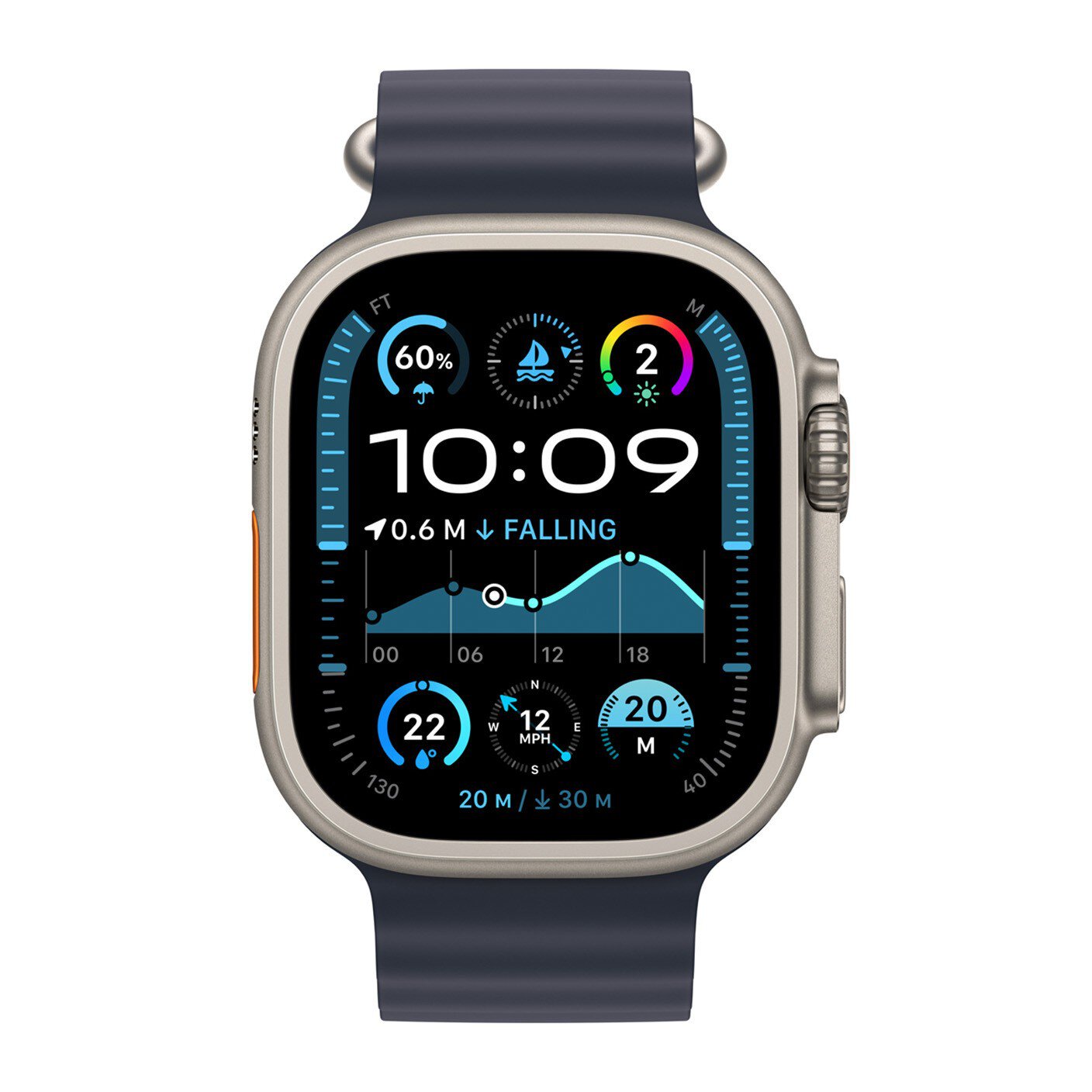 An image depicting Apple Watch Ultra 2 GPS and Cellular Titanium with Ocean Band SIM-free Buy Now