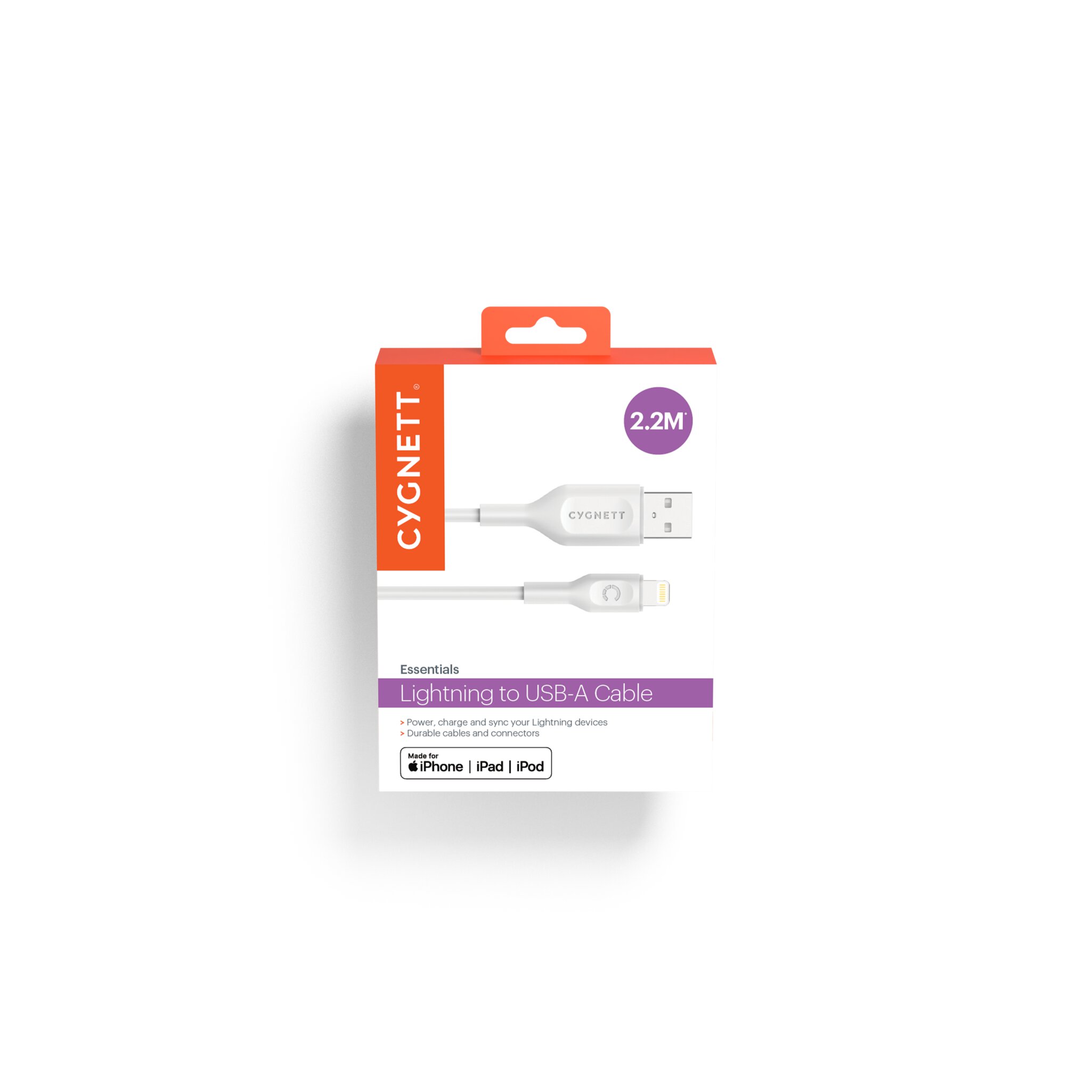 Cygnett Essential Lightning To Usb-A Cable 2.2M  White | EE