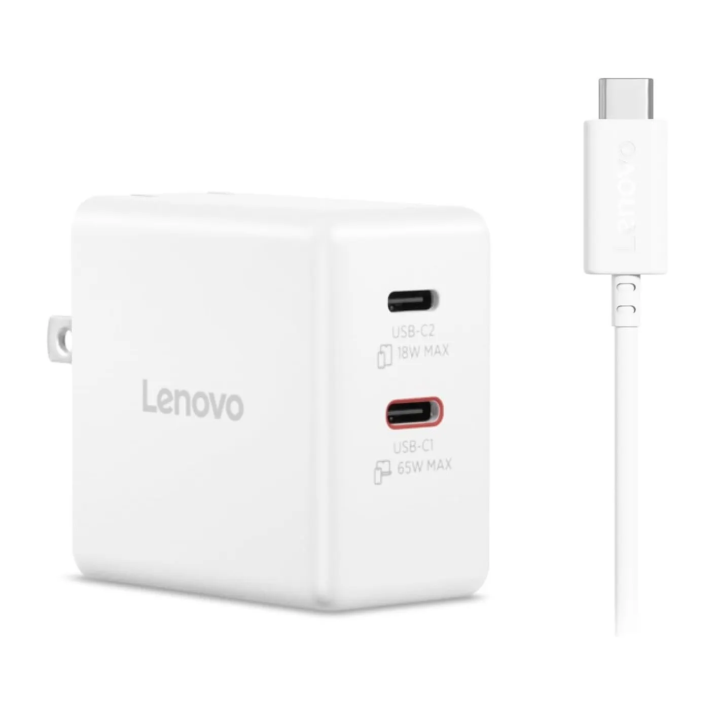 GaN 65W 2x USB-C Charger Lenovo Buy Now White